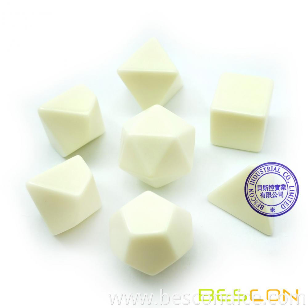 Customizable Ivory Blank Opaque Polyhedral Dice 1